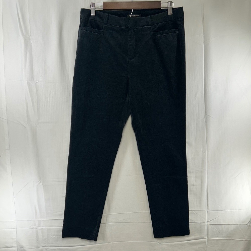 Banana Republic Sloan Pants Women 8 Regular Black Velvet Slim Fit Dress Trousers